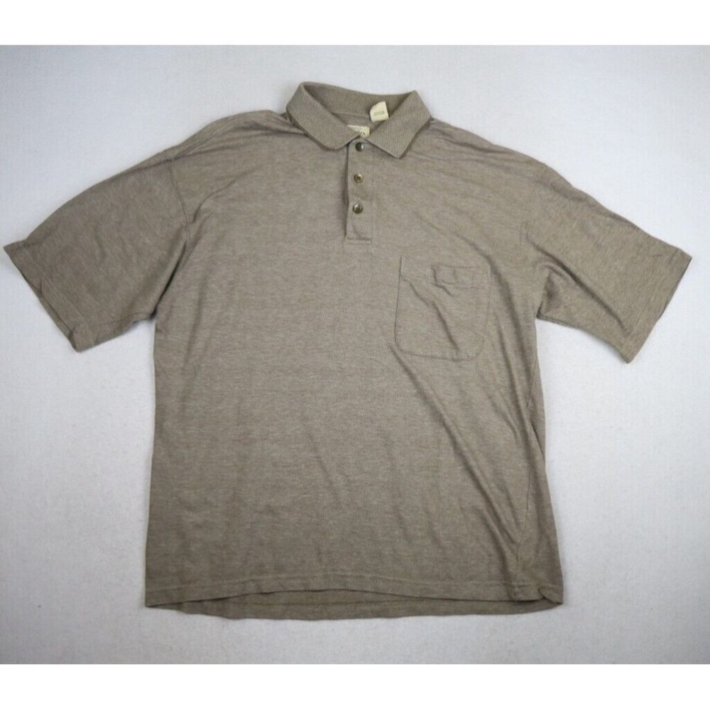 ST. JOHN'S BAY - MEN'S BEIGE SHORT SLEEVE POLO SHIRT - SIZE L